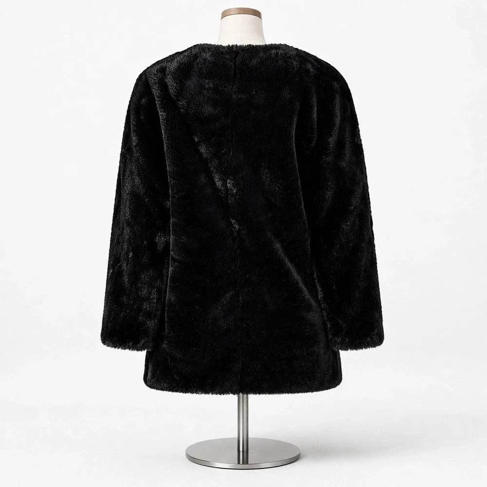 Proenza Schouler Penelope Faux Fur Coat White Label Women's Size Medium Black - Picture 2 of 9